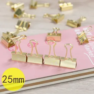 Gold Metal Binder Clips For Office Paper Clamps Document Fasteners Stationery And School Supplies