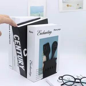 Black metal bookend kitchenware style iron iron desktop bookshelf organizer for office study