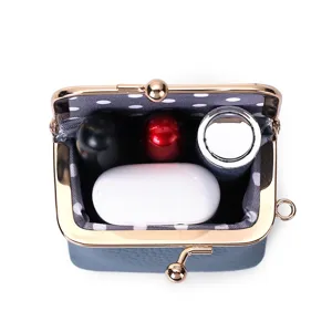 Femme veritable cuir fermoir baiserporte-monnaie mini rouge a levres trousse de rangement