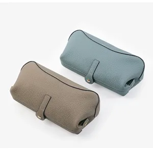 Genuine leather large wash bag unisex toiletry storage pouch chic top layer cowhide makeup bag