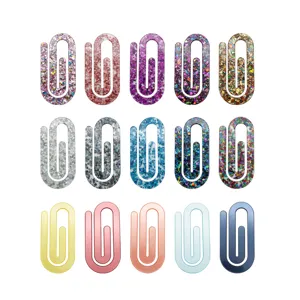 Large acrylic glitter paper clips colorful giant bookmarks cute office stationery set for desk organization