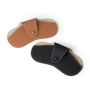 Set de estuche de gafas de cuero portátil, bolsa de almacenamiento de gafas de sol de piel.