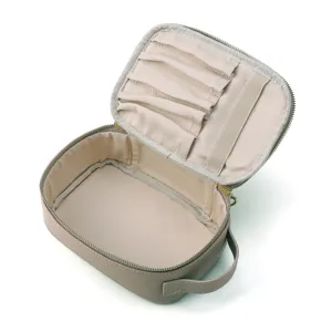 Genuine leather portable cosmetic bag large capacity travel toiletry storage organizer for women.