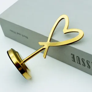 Gold stainless steel heart card holder desktop memo clip wedding table place card clip stand