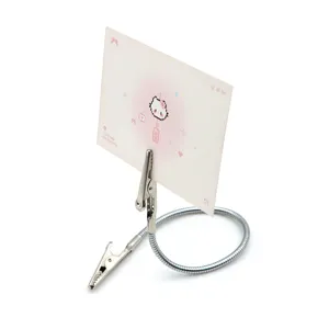 Stainless Steel Double Ended Alligator Clip Bendable Hose Card Clip Vertical Business Card Memo Note Holder