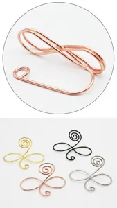 Close-up detail view of the metal wire memo clip and place card holders in assorted colors.