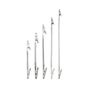 Stainless steel double head alligator clip with flexible metal hose, silver memo card holder.