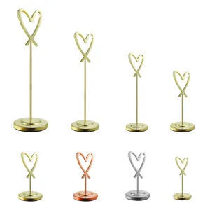 Metal heart place card holders desktop memo clips wedding table number holder sets