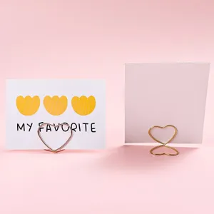Metal heart memo clip desktop place card holder wire card stand for office and home decoration