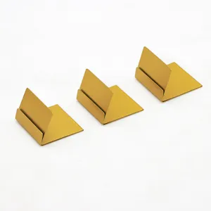 Gold metal L-shaped card holders for desktop price tags and business cards set of three.