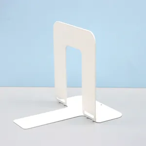 Foldable metal bookend white desktop book stand minimalist office organizer storage tool