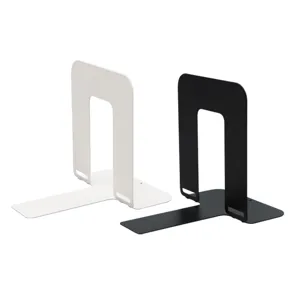 Minimalist metal foldable bookends for desktop office organization, white and black.