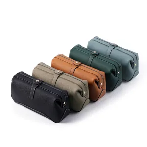 Genuine leather toiletry bag makeup pouch multi color travel cosmetic organizer for women.