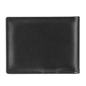 Cartera de cuero negro minimalista para hombre, estilo de negocio clásico para uso diario.
