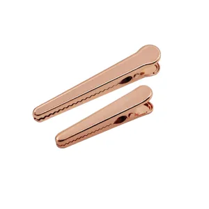 Rose gold stainless steel clips for snack sealing and kitchen use, durable metal clips.