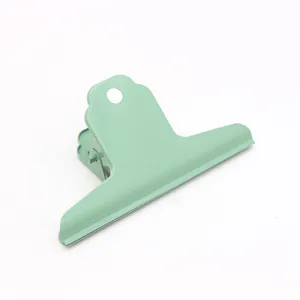 Large metal binder clip in pastel green, heavy duty bulldog clip for office and art.