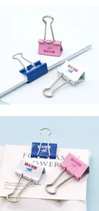 Colorful metal binder clips cute stationery paper clamps office supplies custom logo design 3pcs