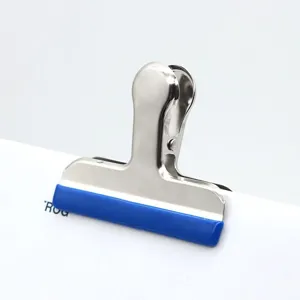 Stainless steel sealing clip T-shaped bag clip with blue silicone anti-slip strip for snacks