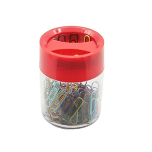 Porta graffette magnetico con graffette metalliche colorate per organizzazione della scrivania