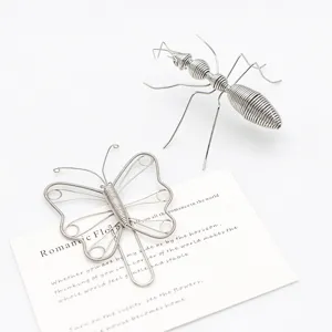 Creative silver metal butterfly and ant paperclips, cute stationery and planner clips.