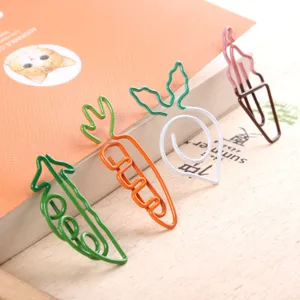 Cute Cartoon Carrot Pea Ice Cream Shape Metal Paper Clips Creative Bookmarks Student Note Binder Office School Supplies