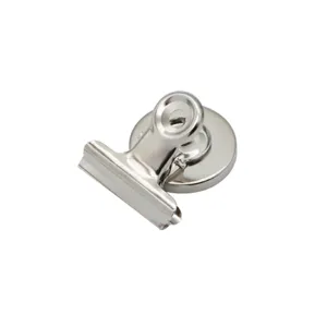 Stainless steel magnetic clip for office organization, strong magnet round head metal binder.