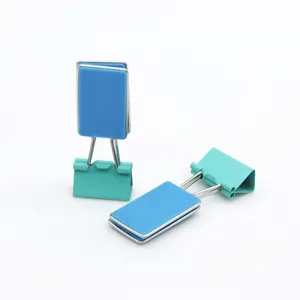 Creative rectangular binder clips with customizable advertising panels for office use.