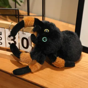 Simulation black spider plush toy cute creepy stuffed animal arthropod doll pillow
