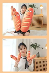 Funny expression bread plush pillow and cute soft toast doll toy details for cozy home decor.