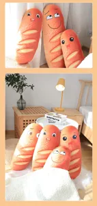 Funny expression bread long plush pillow cute simulation toast cushion for sofa room toy