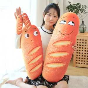 Funny Expression Bread Long Pillow Cushion Simulation Toast Bread Plush Toy Soft Cute Stuffed Doll Home Decor Gift