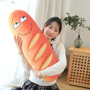 Funny expression bread long plush pillow cute simulation toast cushion toy home decor sofa