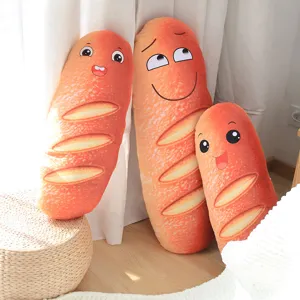 Funny facial expression bread long pillow plush toy simulation toast cushion home decor