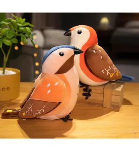 Cute simulation bird plush toy doll set, soft stuffed animal companion for kids and decor.