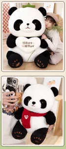 Giant panda plush toy cute stuffed animal holding heart pillow soft cushion gift for girlfriend
