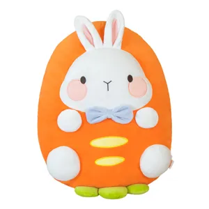 Süßes Karotten Hase Plüschkissen Cartoon Tier Kuscheltier weiches Bettkissen für Kinder