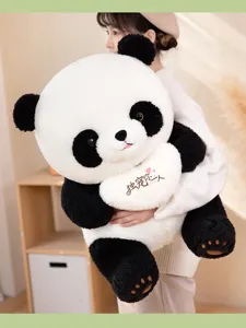 Giant panda plush toy hugging heart pillow soft cute doll gift for girlfriend birthday