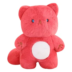 Cute red plush cat stuffed toy soft cartoon animal doll lovely hugging pillow for children gift
