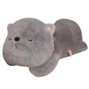 Mignon chat gris peluche douce oreiller de sommeil poupée pour enfants et filles décoration mignonne