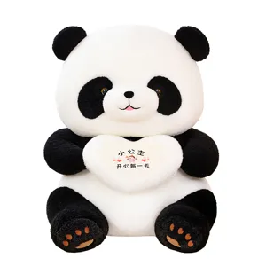 Giant Panda Stuffed Animal Cute Plush Toy Soft Pillow With Heart Pillow Gift