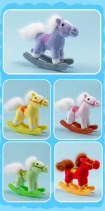 Cute small colored rocking horse plush toy soft pony doll gift for kids boys and girls