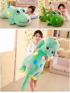 Simpatico peluche lungo a forma di dinosauro cartone animato ideale per dormire comodi.