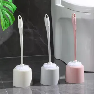 Wall Mounted Toilet Brush With Holder Plastic Deep Cleaning Toilet Bowl Brush Set For Bathroom Household Cleaning