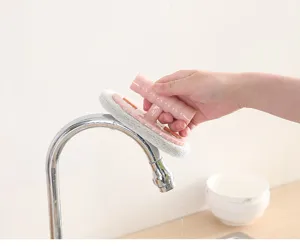 Spazzola di pulizia manuale con spugna e manico ergonomico per cucina bagno e piastrelle