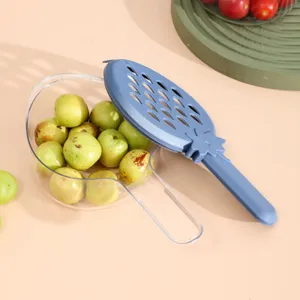 Panier d'égouttage en plastique avec poignée, passoire à fruits bol transparent couvercle