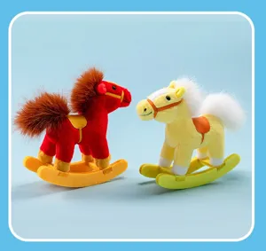 Cute small colorful rocking horse plush toy set, soft pony doll for kids gifts