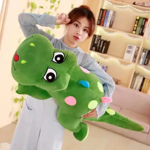 Simpatico dinosauro peluche verde lungo cuscino abbraccio morbido animale giocattolo per bambini