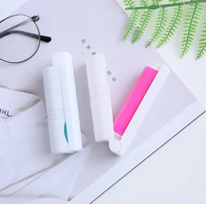 Portable foldable washable lint roller for clothes, pet hair remover, carpet and bed sheet brush.