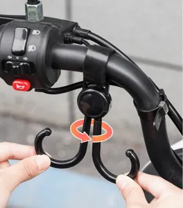 Motorrad Lenkerhaken Detailansicht, universeller Elektrofahrrad doppelt drehbarer Aufhänger.