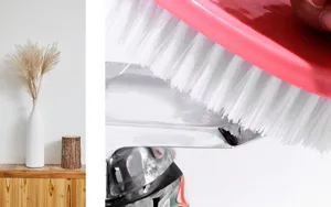 Multifunctional colorful egg-shaped cleaning brush with dense white bristles for shoes.